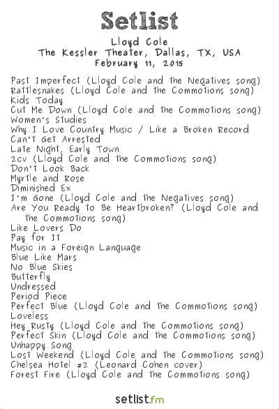 lloyd cole setlist